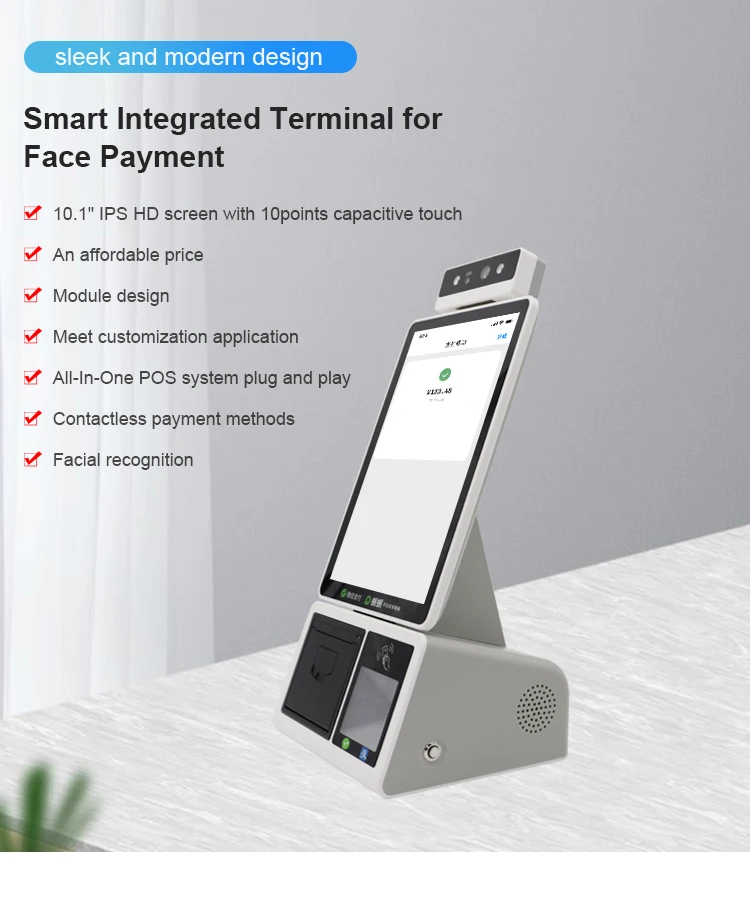 Hot Selling 10.1inch All In One Touch Android Payment terminal Restaurants Self Ordering Kiosk self payment machine free SDK