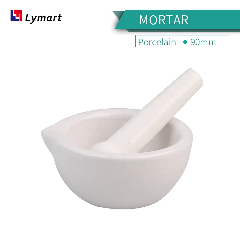 90mm white porcelain ceramic mortar for laboratory