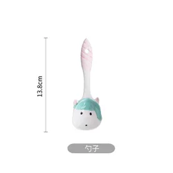 Мультяшные тарелки для столовой посуды, креативный набор керамической посуды с ручной росписью, единорог, миска для риса, ложка, тарелка, бытовые столовые приборы