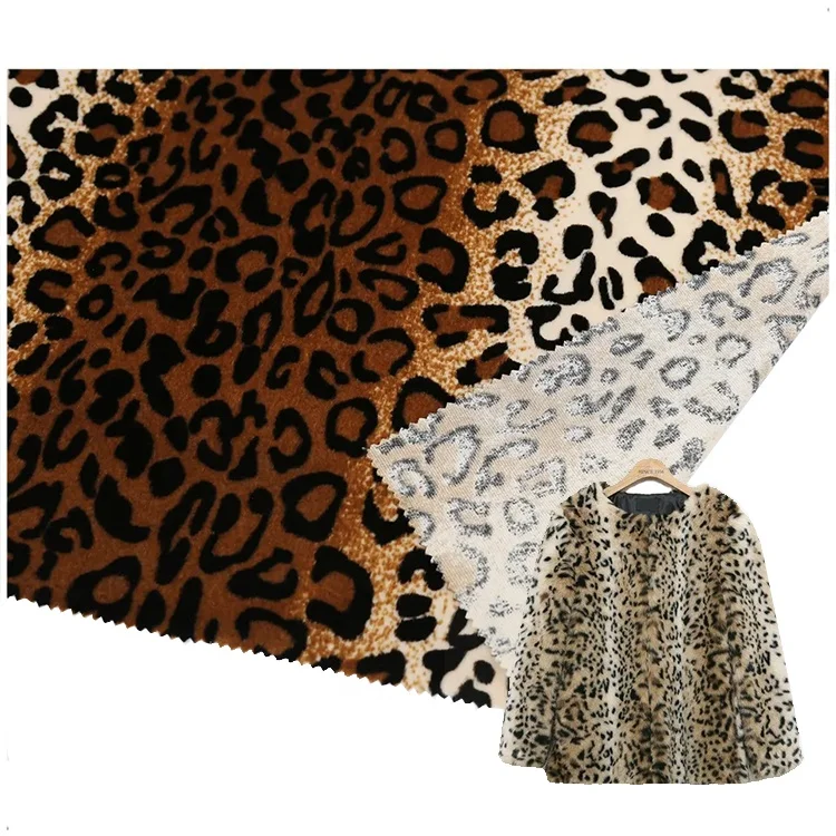 Free sample hometextile 100% polyester velour animal tiger leopard pattern print fleece velvet cloth fabric