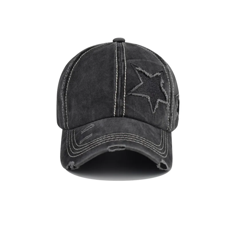 Custom High Quality Adult Baseball Hats Sequin Stars Hole Pentagram Baseball Cap