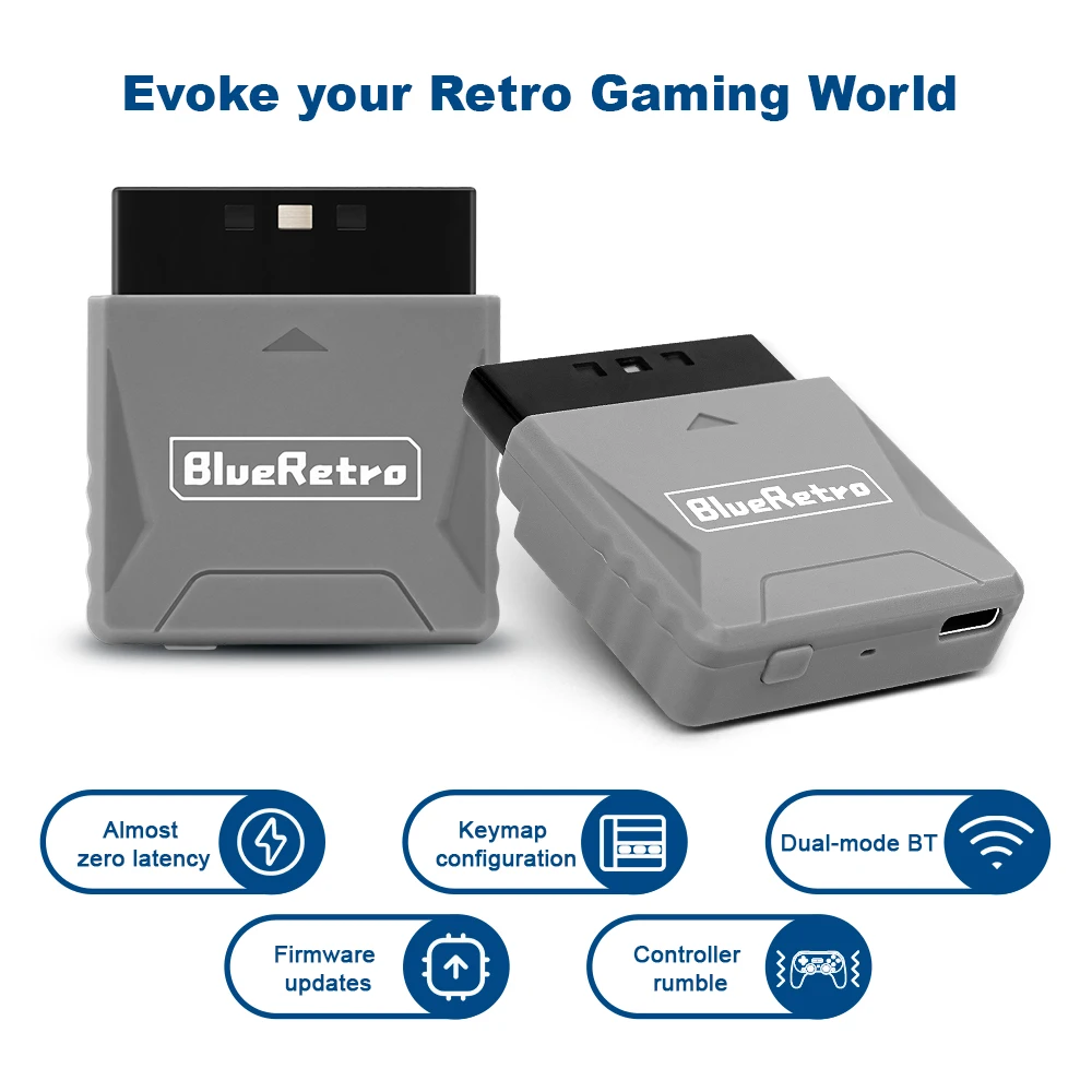 Mini Blueretro controller adapter for ps1 PS One PS2 Compatible with 8bitdo PS4 PS5 Xbox Series X Wireless Controller