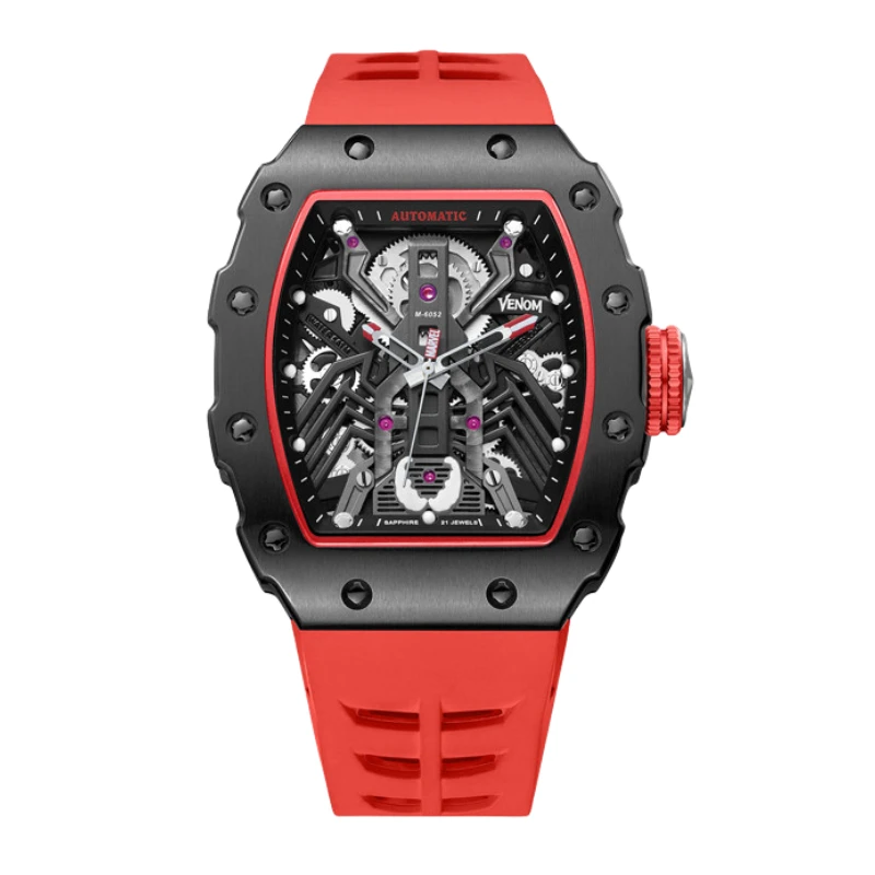 Custom Classic Design Luxury Skeleton Dial Mechanical Movement 316L Stainless Transparent Square Automatic watch for men