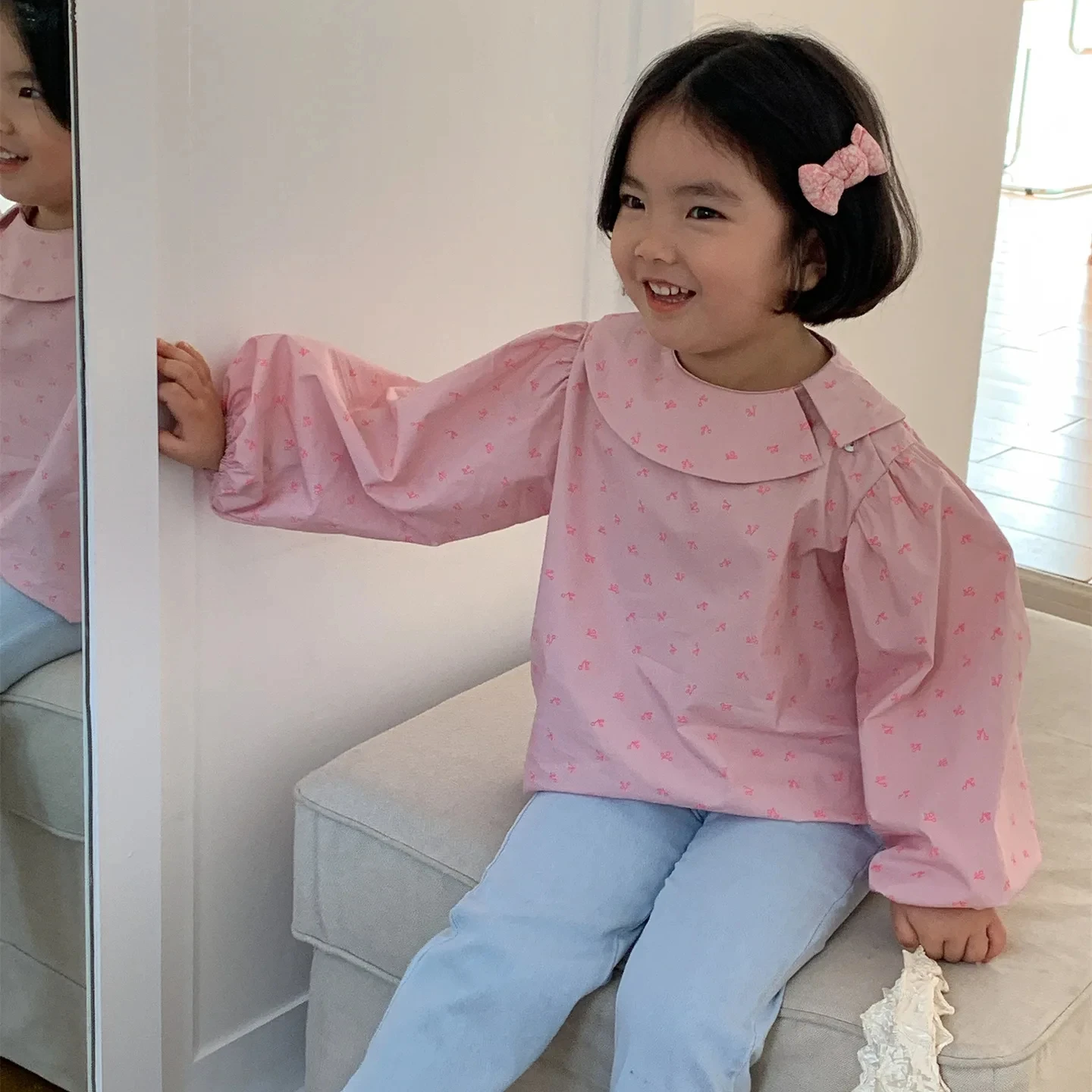 Wholesale 2024 spring kids girls pink blouse top