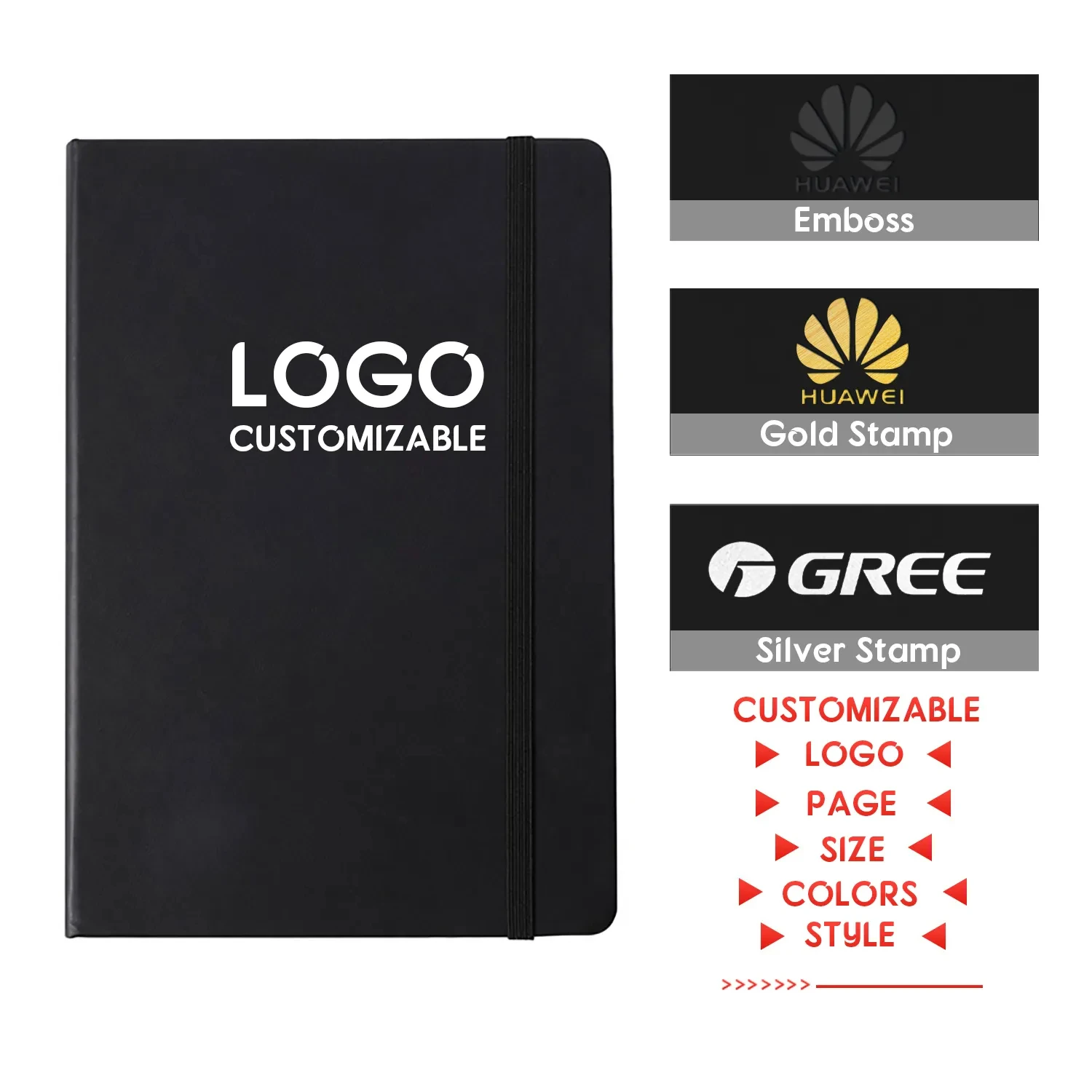 Wholesale Personalized A5 with Elastic Strap Hardcover Notebook Pu Leather Notebook Custom School Dairy Journal book