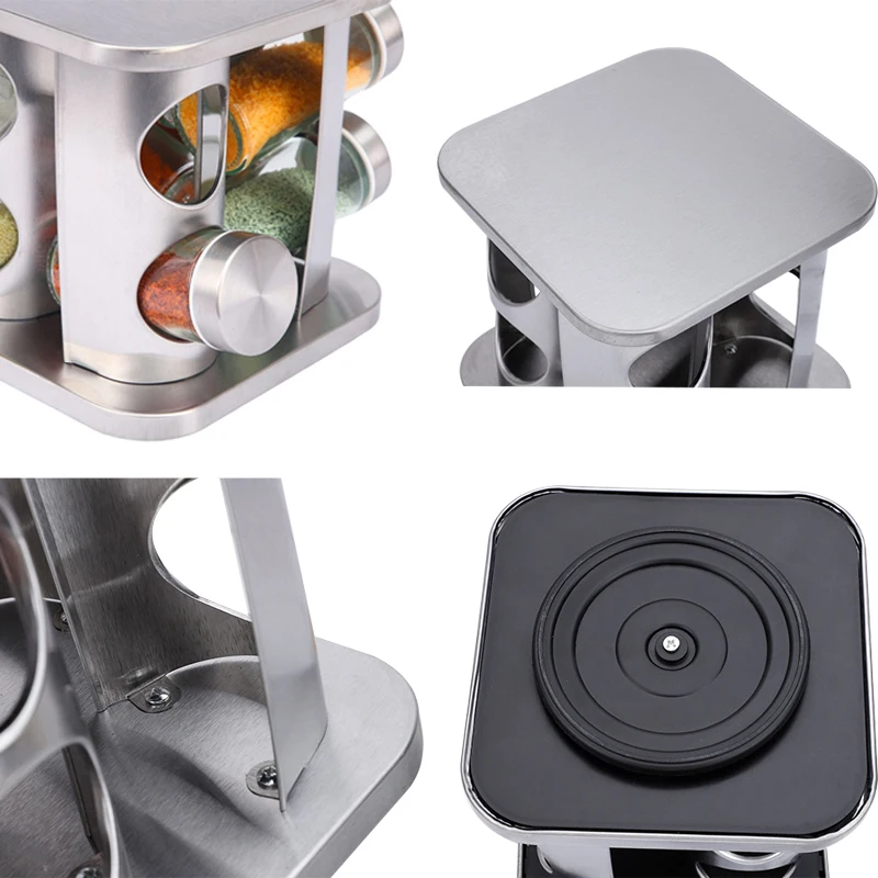 20Jars Kitchen Pepper Sauce Shaker Bottles with Stainless Steel rotating rack set seasoning rack set