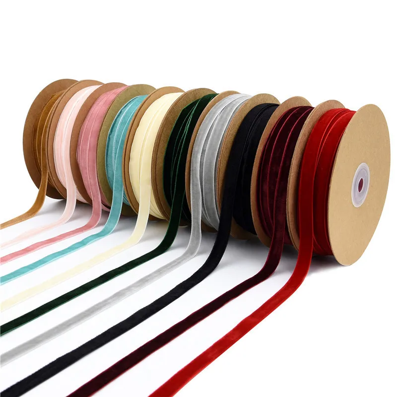 Factory wholesale high quality single face soft silk velvet ribbon 10mm