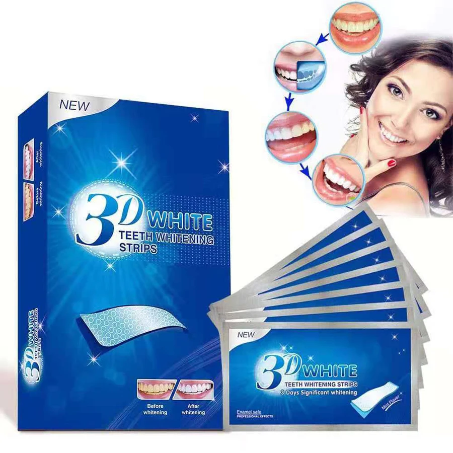 Private Label 14 Sachets/Box Dental Care Mint Favor Advanced 3D Teeth Whitening Strips