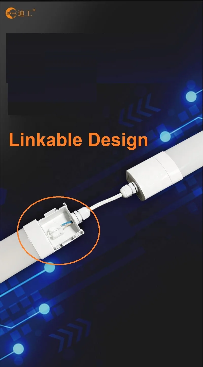 Zhongshan OEM ODM IP65 IK08 2 ft 4 ft 5 ft tri-proof led tri-proof led light tri-proof led linear lighting ip65
