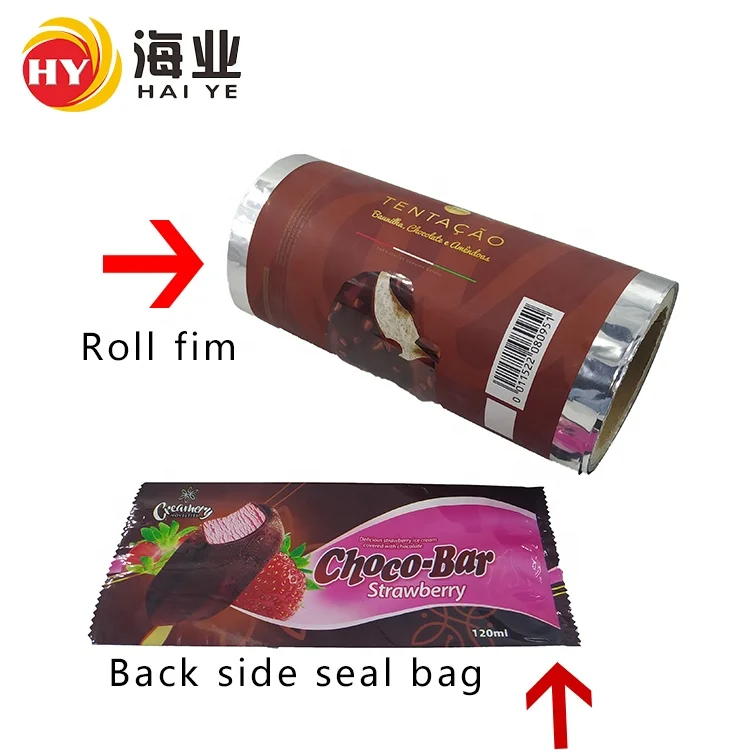 OEM Custom Printed Ice Popsicle Packaging Middle Side Seal  Bag Popsicle Packaging Plastic Film Roll