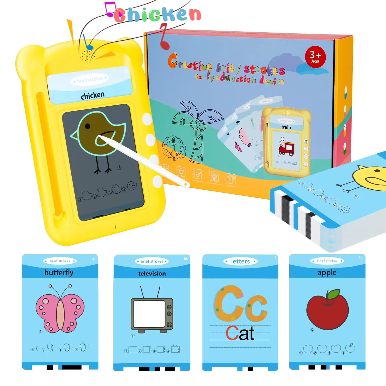 Hot Sale 2-7 Year Kids 224 Words 8.5inches Audio Flash Card Educational Learning Toy with Drawing Function