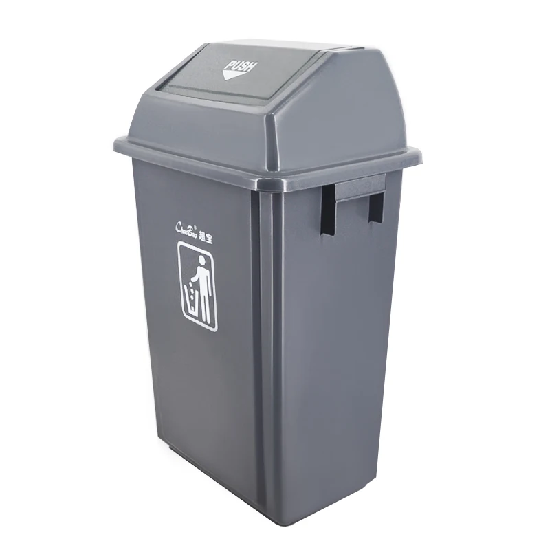 Waste Bin 13 Gallon Medical Trash Cans Flip Plastic Wholesale 23L 42L 58L Gray Flip Lid Trash Can Rolling Cover Type All-season