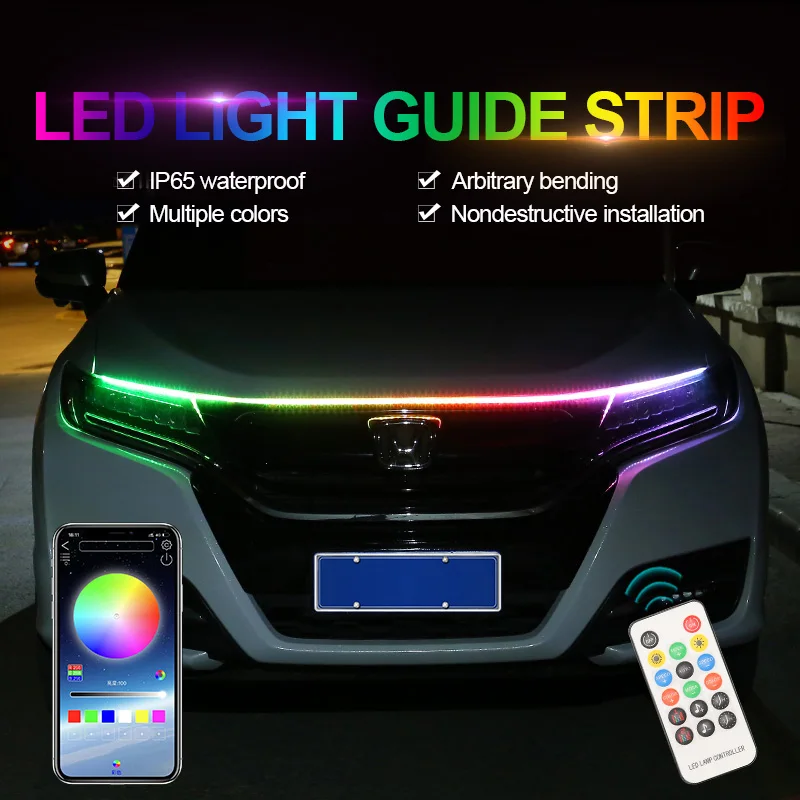 DIY Car Hood Flexible Led Strip Light 12V White Daytime Running Lights Decoration Backlight Long Auto Atmospere Lamp Universal (1600385675347)