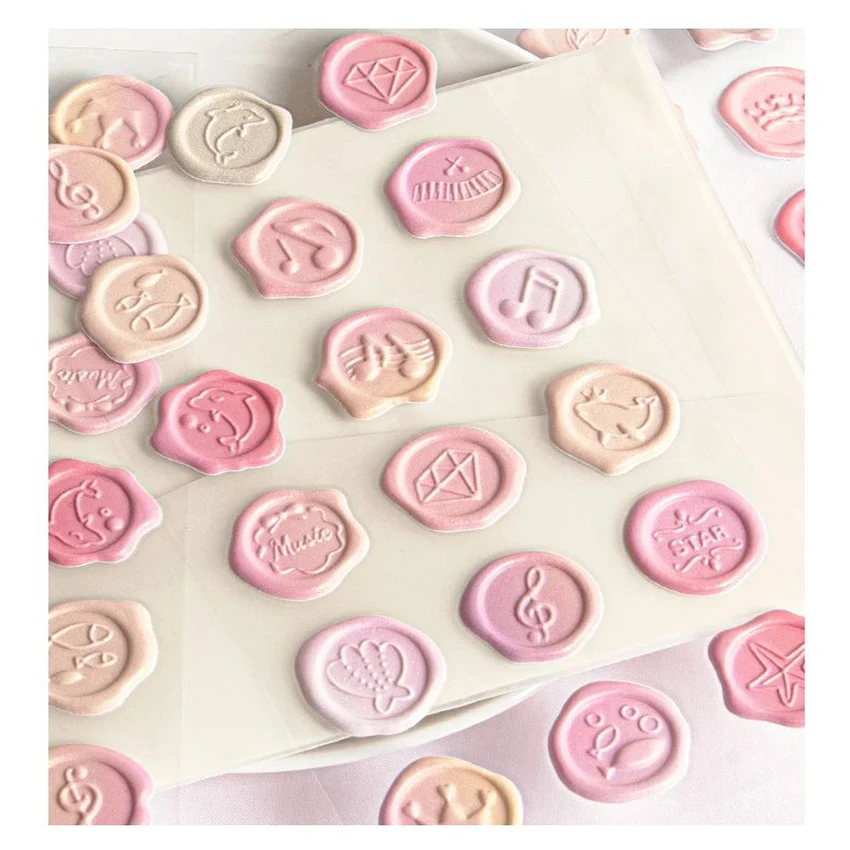 Vintage style Custom colorful 3D DIY wax seal cards scrapbook stationary envelope decorative journal planner paper stickers