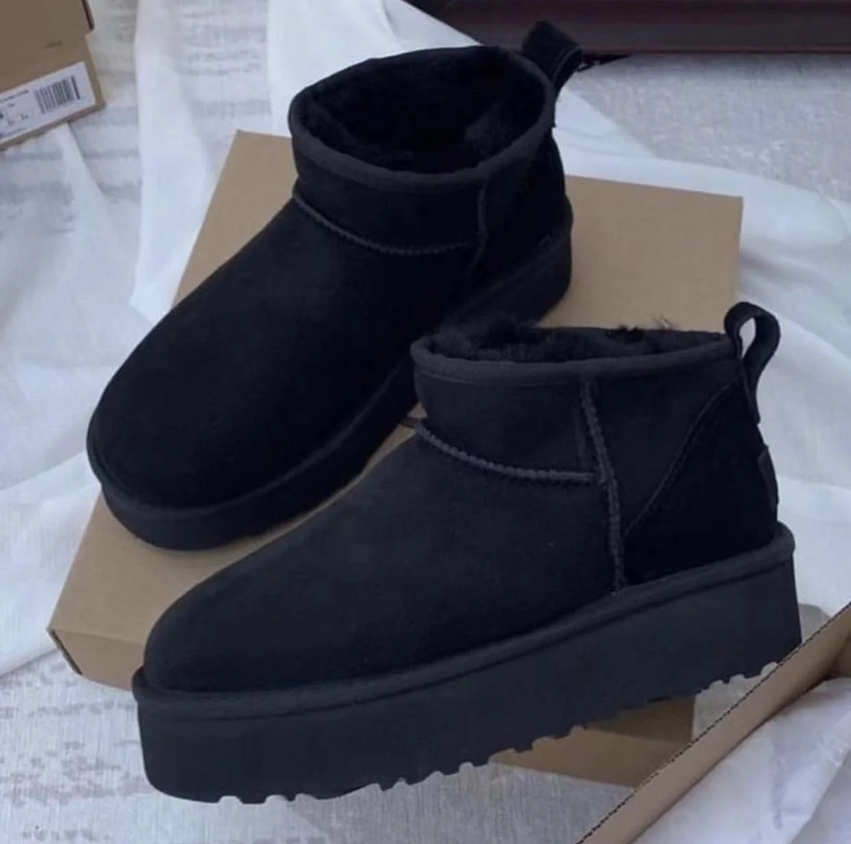 Classic Women Snow Boots Brand Logo Designer Work Boots Ultra Mini Men Winter Ankle Boots Tasman Slipper Shoes