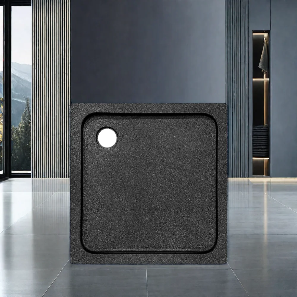 70x70 80x80 90x90 bathroom Lightweight pan shower base black flat acrylic stone shower tray
