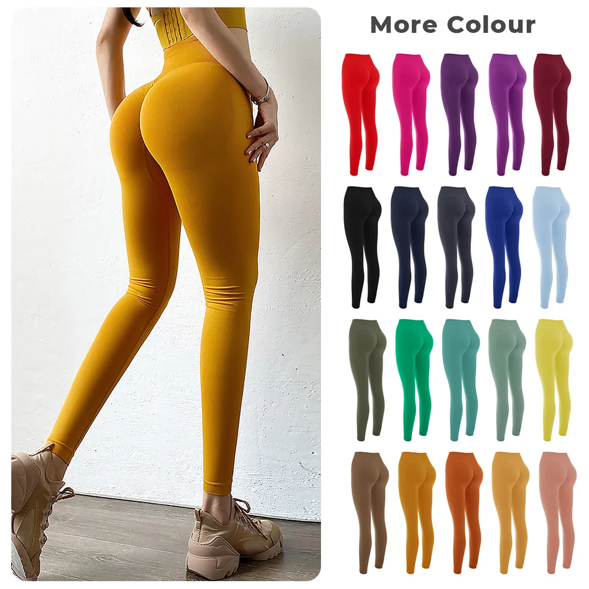 MOQ 1 Women Soft Sport Wear Scrunch Butt Lift Seamless Leggings Custom Ribbed Push Up Booty Workout Gym Fitness Yoga Tights