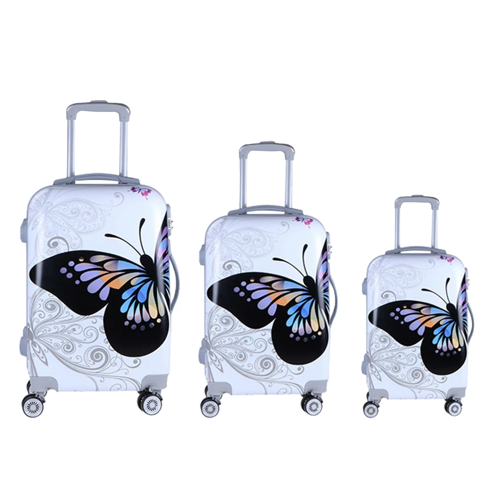 
3 Pieces Print 3D Butterfly Hardcase Suitcase Sets Travel Luggage Set 