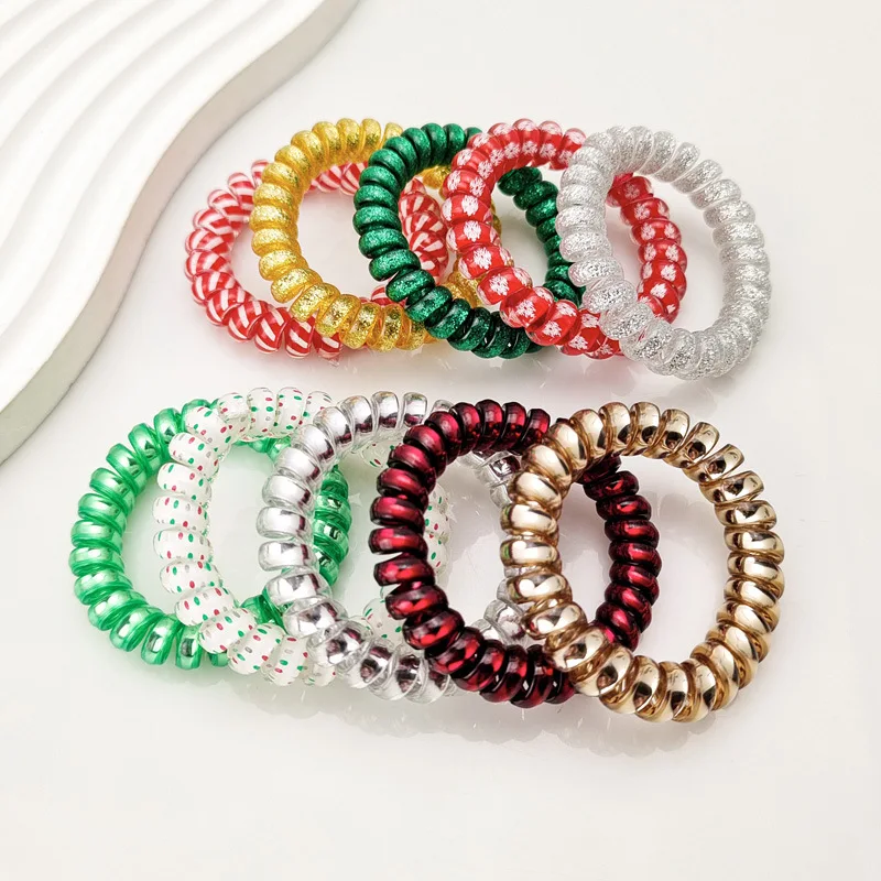 Telephone Wire Elastic Hair Rubber Bands Christmas Color Hair Tie Sets for Women Girls Hair Accessories
