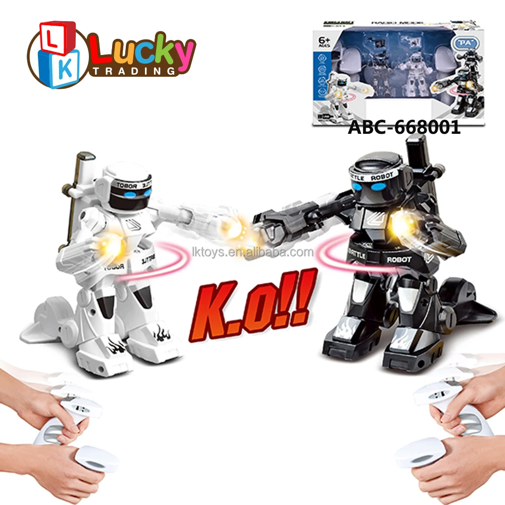 New 2.4G Rc Battle Robot Toys 2-person Competition Fighting Robot Light Sound Remote Control Robot For Kids