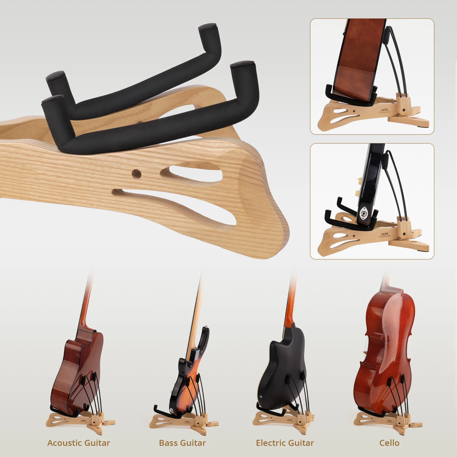 Custom Wooden Guitar Stand Rack Unit holder Wood Folding Guitar Rack for Classical Acoustic Electric Bass Guitar Display