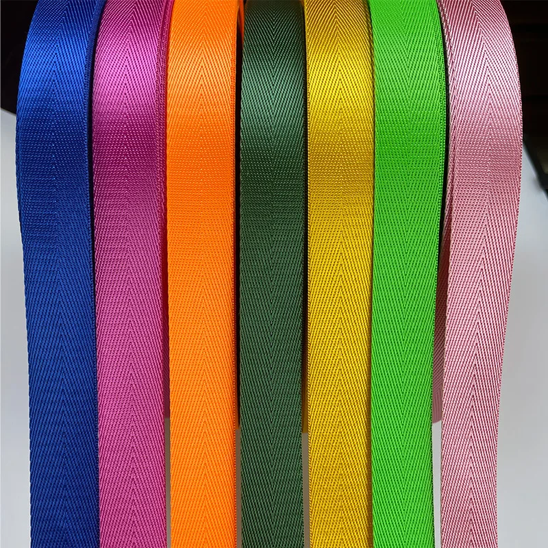 Eco-friendly Herringbone Webbing 1 Inch 1.25 Inch 1.5 Inch 3/4 Inch Black 100% Nylon Custom Logo Webbing