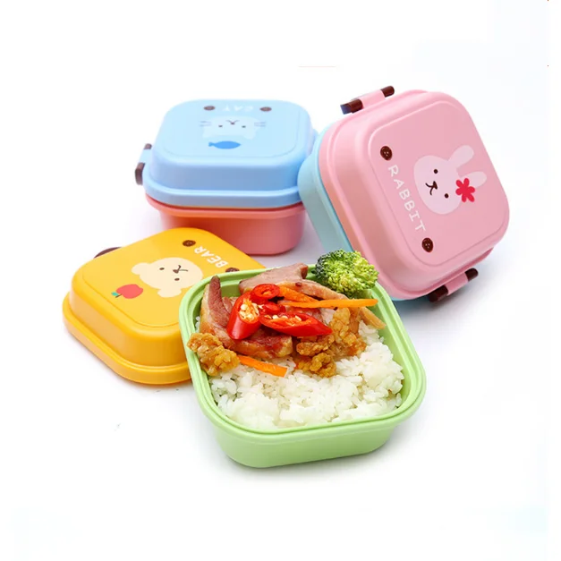 Mini Cartoon Double Wall Kid Outdoor Fruit Bento Box Lunch Box