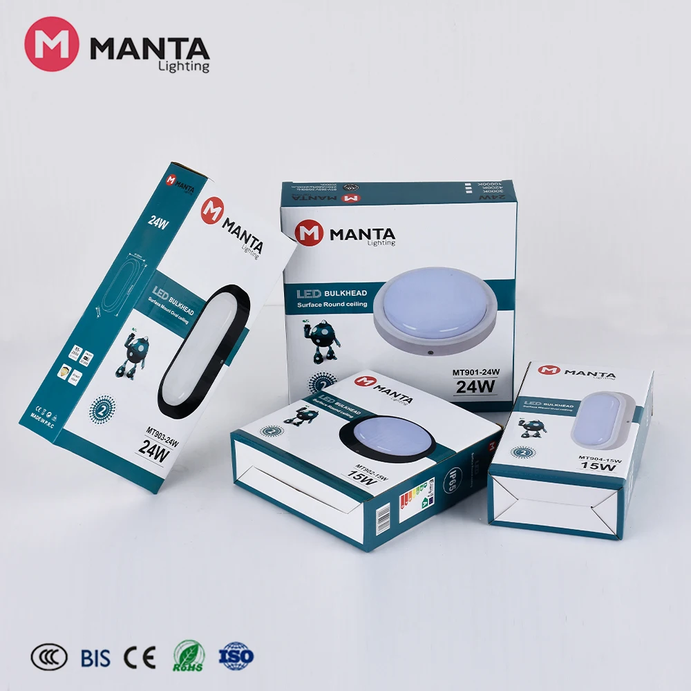 Outdoor Ceiling Wall Oval Round LED Moisture-Proof Lamp IP65 Waterproof Bulkhead Light