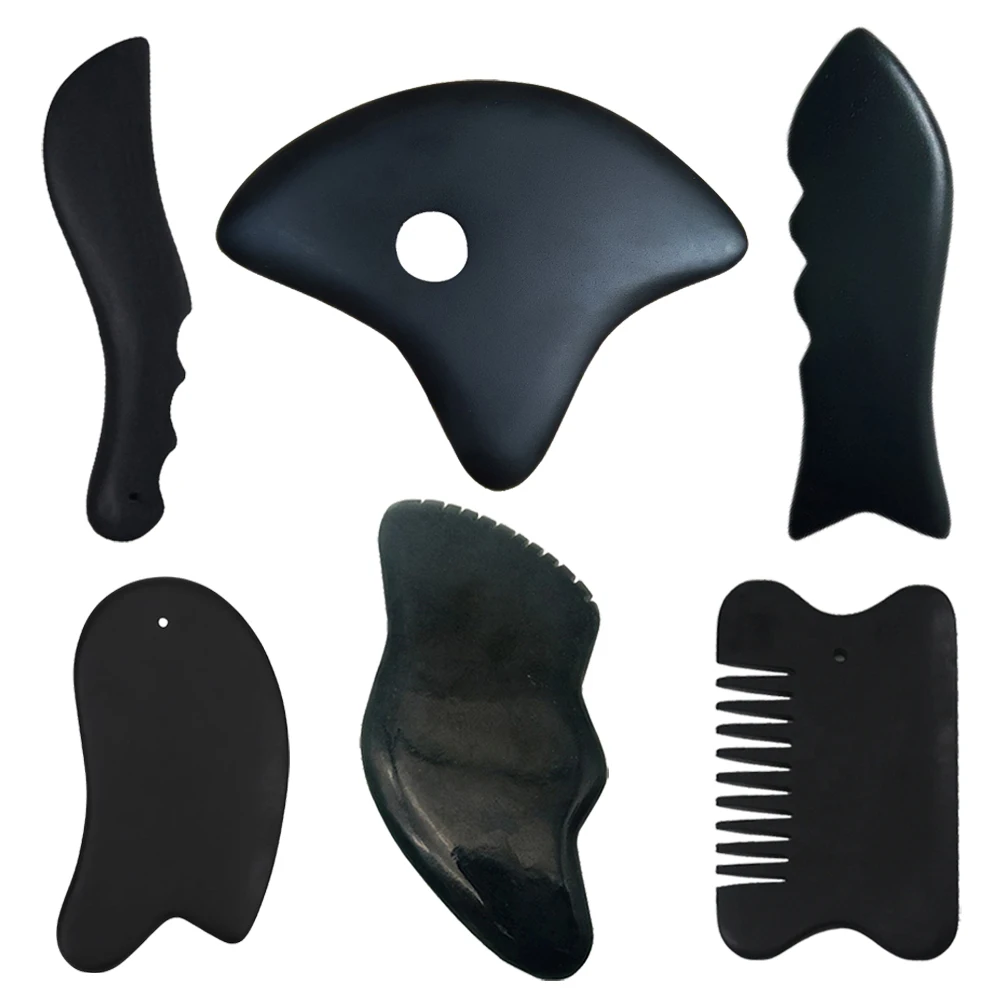 OEM Face Skincare Wand With Facial Massager Beauty Products Massage Hot Stones Natural Bian Stone Face Roller And Guasha Beauty