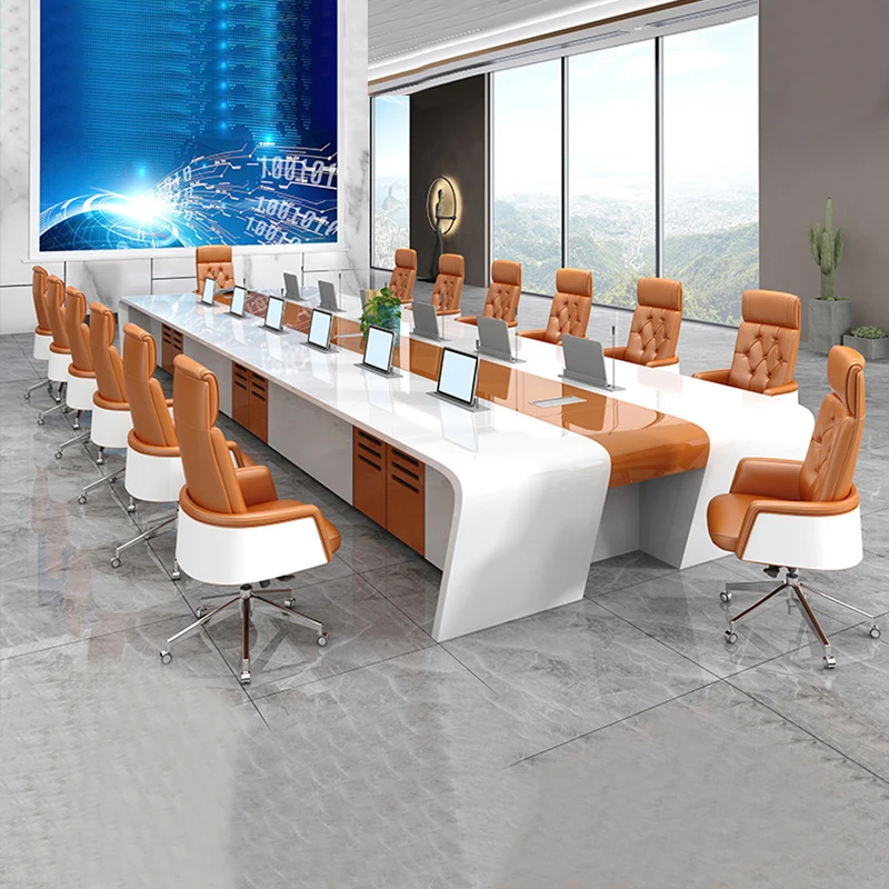Офисный длинный стол для конференций простой современный большой офисный переговоров и стул на 8 человек