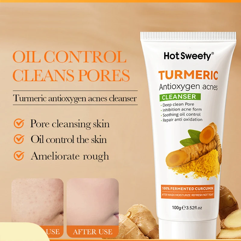 Skin care products facial cleanser private label wholesale cosmetic turmeric cleansing milk face wash facial cleanser (new)