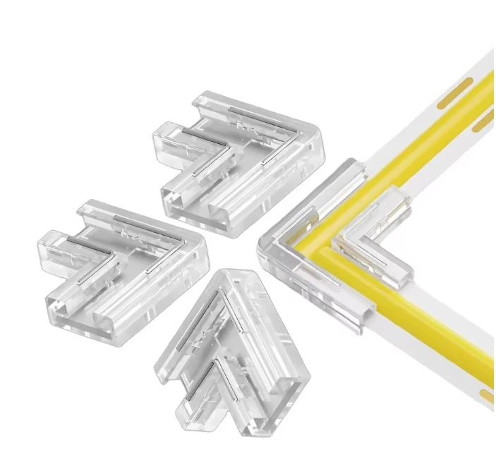 Прозрачный ПК SMD COB светодиодные разъемы 8 мм 10 2-контактный без пайки L-образный прямоугольный угловой разъем для светодиодных лент