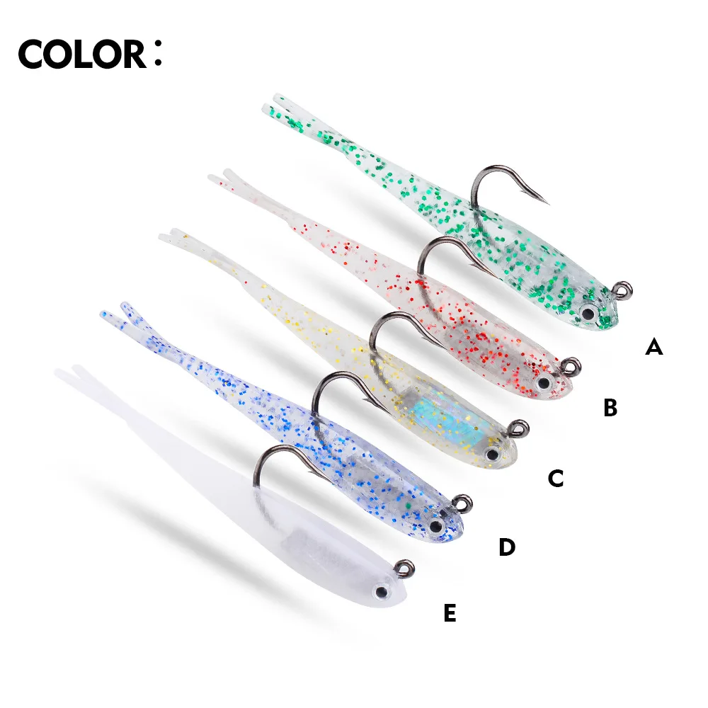 JETSHARK Wholesale 70mm Bionic T-Tail Soft Fishing Lure With 3D Lighting Eye For Saltwater Fishing Salmon Snapper Sea Bass