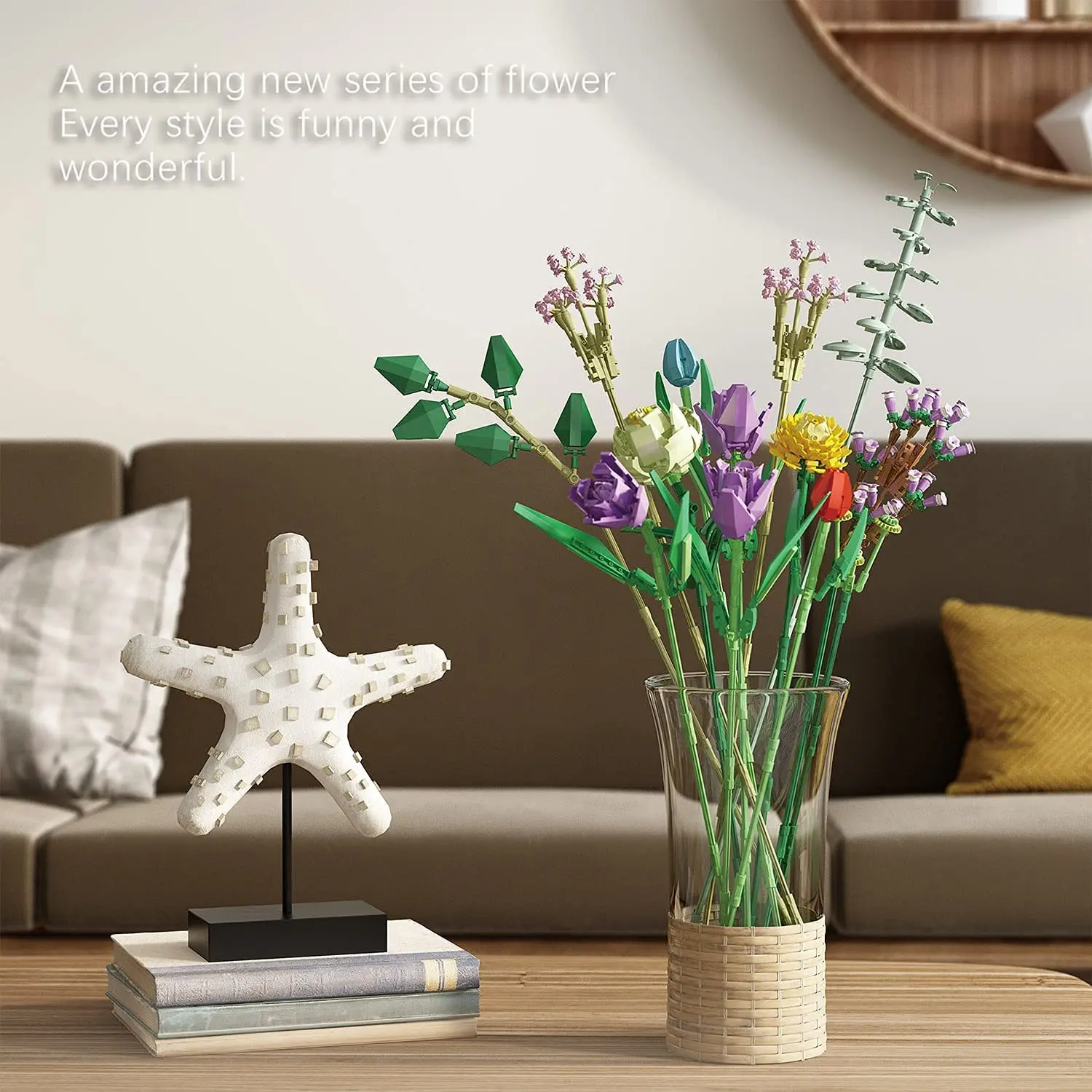 Building Kits Flowers Model Sets Creative Idea Artificial Flower Bouquet Botanical Collection Blocks Gifts for Children Adults