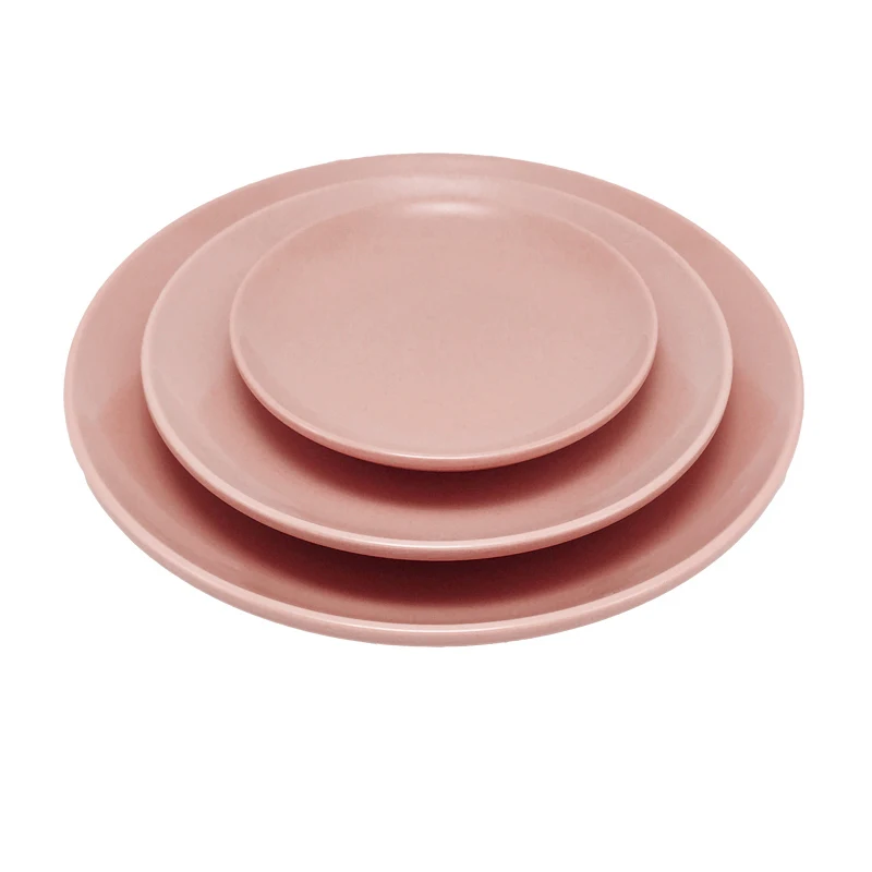 
Natural pure plant bamboo fiber PLA ecological kitchen dinner round plate dishes set 