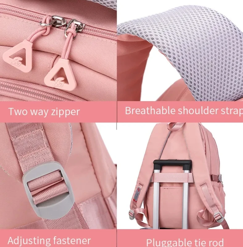 Hot Selling Large Capacity Rabbit Cartoon Backpack for Girls Students Cute Kawaii Kids Fashion Mochila Geometric Animal Patterns
