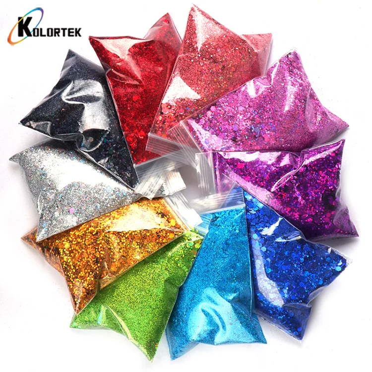 Kolortek Mixed Fine Chunky Glitters Flakes Laser Cosmetic Glitters
