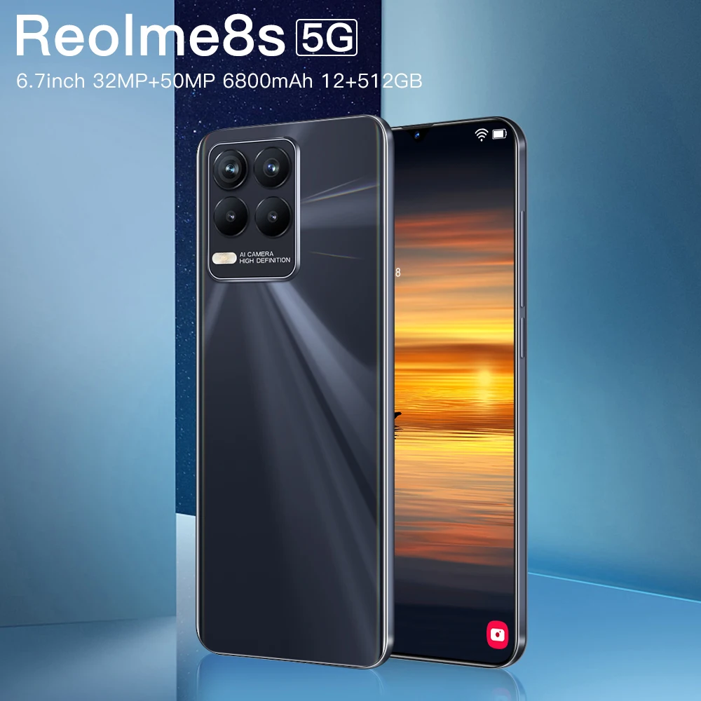 Best price android 6.7 Inch Reolme 8s 5G Dual SIM Card Dual Standby 16GB+512GB smart phone