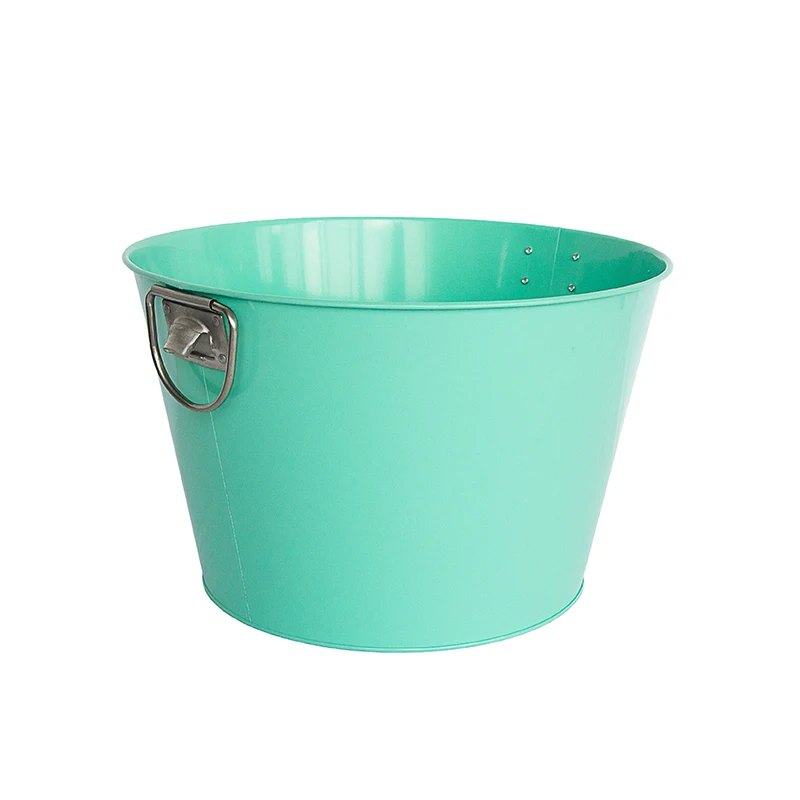 Factory Price  Galvanized Metal Bucket Colorful Printing KTV Beer Natural Alcoholic Beverages Ice Bucket Pails With Handle