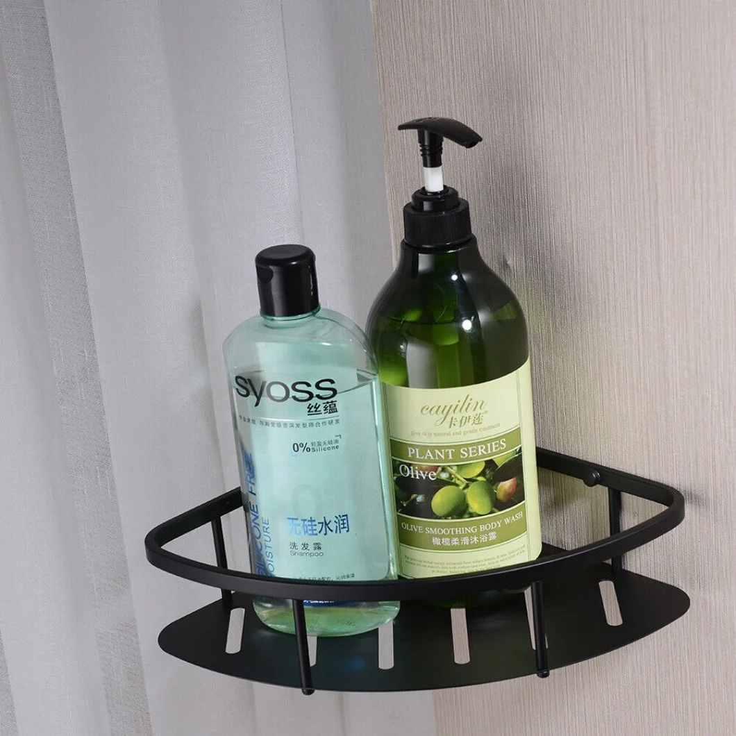 Shower Caddy Matte Black Bathroom Shelves Hardware Rack Accessories Corner Shelves Kitchenware Wall Mounted Shelf