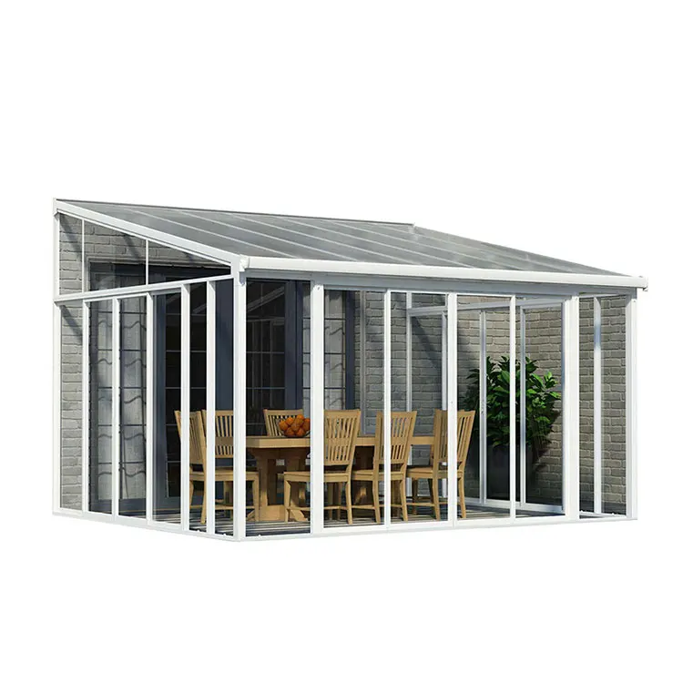Double glazed aluminum sunroom Winter garden with toughened glass roof polygonal forming sunglass room