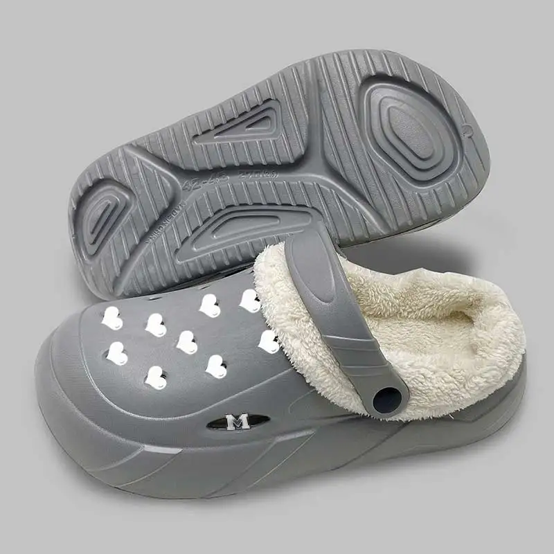Winter Fashion Warm Design Custom Printed Logo Mens Womens Fur Flat Sandal Nurse Furry Crocks Garden Clogs Shoes With Fur Custom