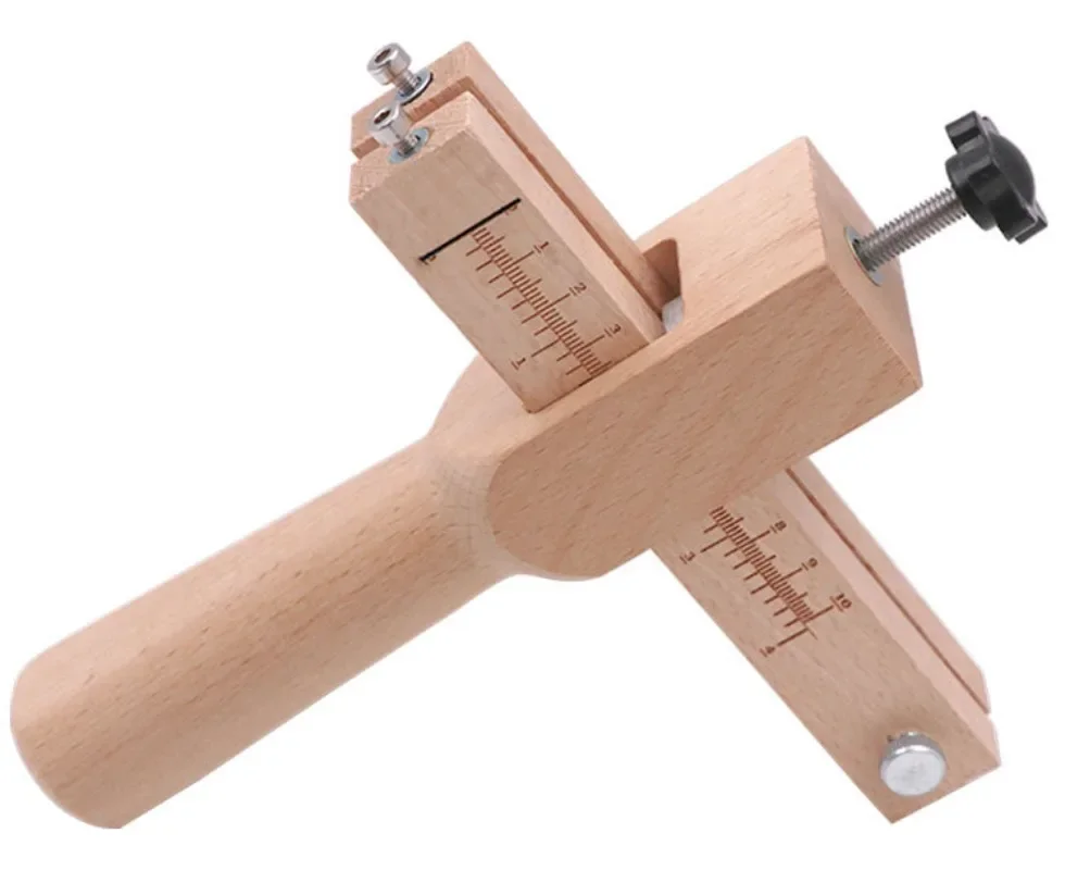 Wooden Leather Strap Cutter Adjustable Strip Belt Precise Cutting Tool with 5 Sharp Blades for Leathercraft Handmade DIY Work