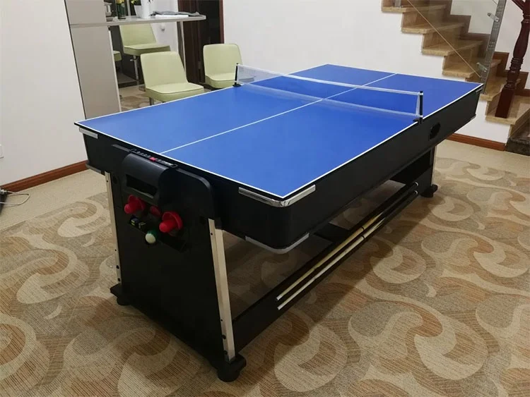 4 in 1 multi games 7ft rotating billiard pool air hockey table with dining top table tennis top