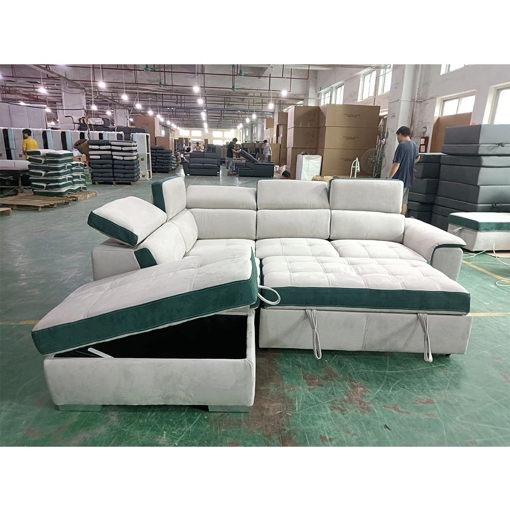 Dongguan Tianhang furniture factory the latest design of three people sitting living room sofa gray sub-color fabric sofa bed