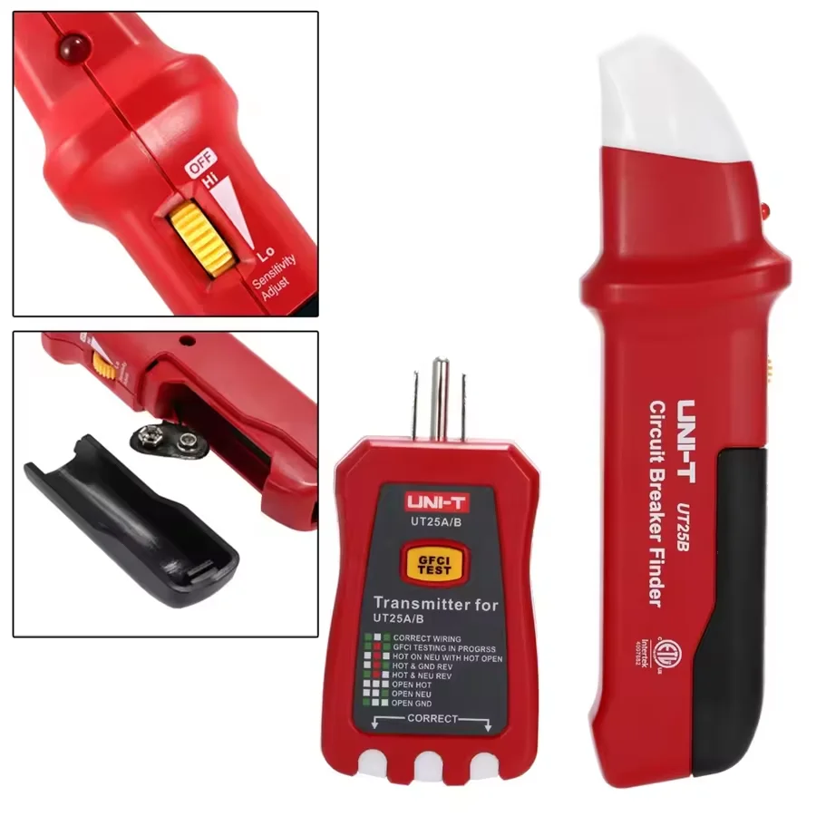 UNI-T UT25A AC Circuit Breaker Finder Socket Tester for US market with LED indicators for wire connection
