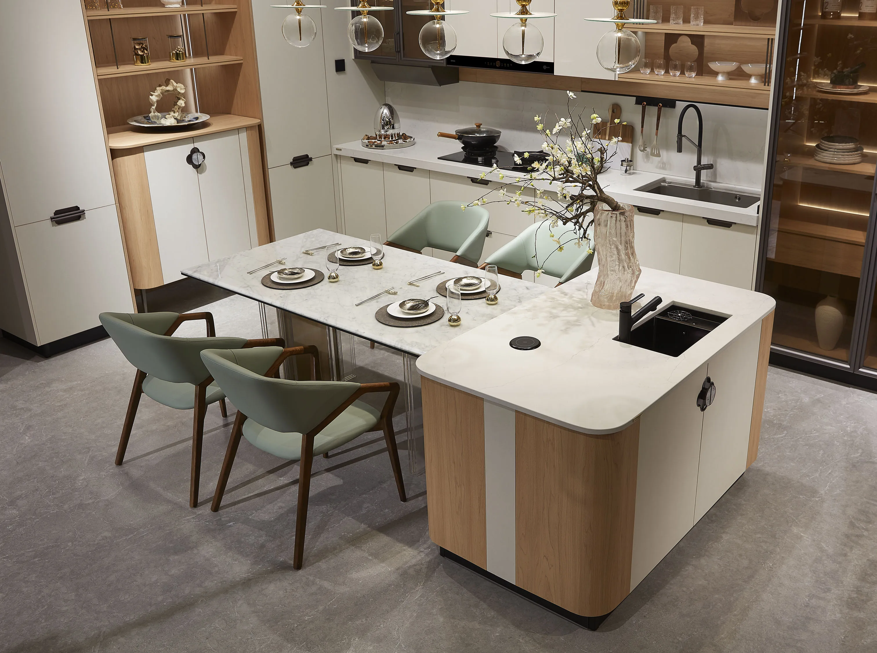 New Arrival Luxury Lacquer Modern Design U Shape Kitchen Cabinets With Island Kitchen Furniture Storage cabinet