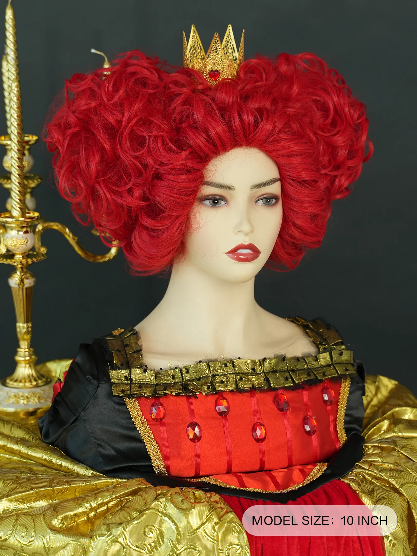 Queen of Hearts Wig Afro Wave Curly Red Hair with Bangs Synthetic Wig for Women Drag Queen Cosplay  Pelucas Perucas Perruques