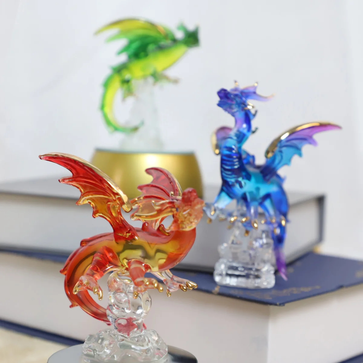 Western Style Magic Dragon Model Glass Ornaments Festival Indoor Party Decoration Factory Direct Sell Cheap
