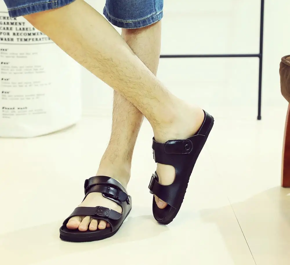 Мужские Нескользящие шлепанцы, тканевые, а-силуэт, с двумя ремешками, модные сандалии